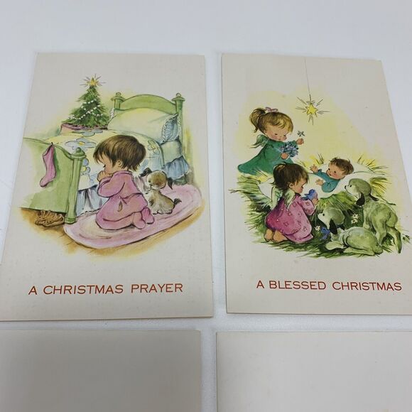 Other - Pair vintage note cards Reproducta Co. USA Religious Children Christmas